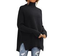 LILLUSORY Dolcevita da Donna Oversize Tunica Autunno Maglioni 2025 Casual Lungo Pullover Lavorato a Maglia Inverno Carino Poncho Moda Abiti alla Moda Abbigliamento Top Leggings Nero, Nero, S