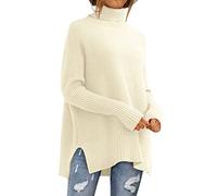 LILLUSORY Dolcevita da Donna Oversize Tunica Autunno Maglioni 2025 Casual Pullover Lungo Maglia Inverno Carino Poncho Moda Vestiti alla Moda Abiti Abbigliamento Top Leggings Albicocca, Albicocca, XL