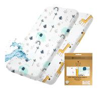 Lilly B. - Confezione da 2 lenzuola impermeabili per culla, in cotone biologico 2 in 1, utilizzate al posto del coprimaterasso per lettino, compatibili con Snuzpod e tutte le culle da comodino, mini