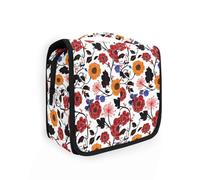 Lilly - Borsa da viaggio con motivo floreale, colore bordeaux, con gancio per appenderlo, impermeabile, organizer per cosmetici per le vacanze