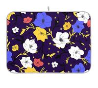 Lilly Flower Blue Yellow Star Tappetino per piano di lavoro da cucina Stuoie per asciugare i piatti Grande Tappetino per asciugare i piatti 18 x 24