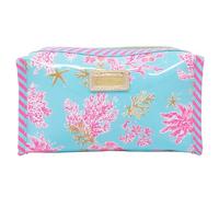 Lilly Pulitzer Astuccio in PVC con cerniera, carino astuccio per adulti, borsa da viaggio per articoli da toeletta, piccola borsa per forniture, trucco o articoli da toeletta, Corallo Reale