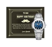 Lilly Rocket To Dad - Happy Birthday - Set regalo di lusso - Scatola in mogano - Biglietto con messaggio personalizzato regalo per compleanno, Natale, festa del papà, Stile orologio 1, Classico