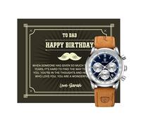Lilly Rocket To Dad - Happy Birthday - Set regalo di lusso - Scatola in mogano - Biglietto con messaggio personalizzato regalo per compleanno, Natale, festa del papà, Orologio Stile 4, Classico