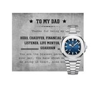 Lilly Rocket To My Dad - Set regalo di lusso con biglietto con messaggio personalizzato e lussuosa scatola regalo in legno - regalo da figlio, figlia o figliastro, Opzione orologio 5, Classico