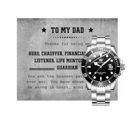 Lilly Rocket To My Dad - Set regalo di lusso con biglietto con messaggio personalizzato e lussuosa scatola regalo in legno - regalo da figlio, figlia o figliastro, Opzione orologio 1, Classico