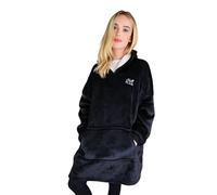 Lilly Skin Plaid Cocooning a Maniche Ultra morbide - Coperta in Pile Calda e Confortevole per la casa - Taglia Unica Regolabile - Ideale per l'inverno, telelavoro o Come Regalo coccooning - Nero