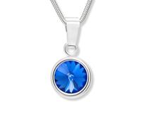 LillyMarie Collana Da Donna In Argento Sterling 925 Con Ciondolo Rotondo Blu Zaffiro E Catena Regolabile