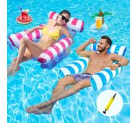 Lilo - Amaca gonfiabile per piscina, 4 in 1, con 2 portabevande e 1 pompa ad aria, in rete fresca, per adulti, giocattoli da piscina, divano, sedia a sdraio, materasso, per adulti