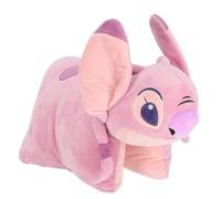 Lilo and Stitch Angel - Cuscino peluche 2 in 1 e cuscino pieghevole per bambini, 25 cm, morbido cuscino rosa, regalo per ragazze e ragazzi