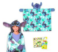 Lilo and Stitch Coperta con cappuccio per bambini - Bundle con Stitch coperta in peluche indossabile per viaggi, pigiama party, aereo, auto, viaggi su strada, 127 x 76 cm | Coperta con cappuccio