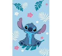 Lilo and Stitch, coperta in pile blu, morbida e accogliente, per bambini e ragazzi, 100% poliestere, 100 x 150 cm, coperta leggera in peluche con motivo Stitch, Disney Comfort per divano, letto o