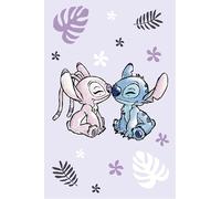 Lilo and Stitch - Coperta in pile morbida e accogliente per bambini e ragazzi, 100% poliestere, 100 x 150 cm, leggera coperta in peluche con motivo a punto viola, ideale per divano, letto o copriletto