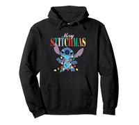 Lilo And Stitch Merry Stitchmas Felpa con Cappuccio, Unisex per adulti, Nero, S