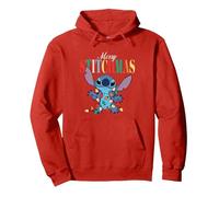 Lilo And Stitch Merry Stitchmas Felpa con Cappuccio, Unisex per adulti, Rosso, L