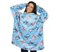Lilo and Stitch, Stitch & Angel - Felpa con cappuccio da donna, in pile, oversize, colore: blu, Blu, Etichettalia unica