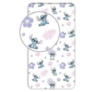 JERRY FABRICS Disney Lilo & Stitch Lenzuolo con angoli Stitch con fiori 90 x 200 + 25 cm 100% cotone 23FT232