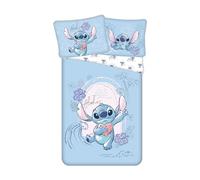 Lilo e Stitch Wave Copripiumino Singolo 140x200 + Federa 70x90 Cotone | Set lenzuola reversibile | Cotone naturale traspirante Oeko-Tex | Disney design onde divertente | Teen | Regalo | Idea regalo
