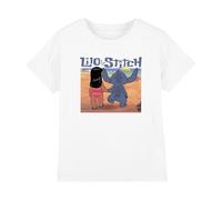 Lilo & Stitch Into The Sunset Unisex Kids T Shirt, Bianco, 7-8 Anni Bambini e Ragazzi
