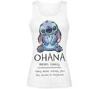Lilo & Stitch Ohana Means Family Donna Top Bianco M 100% Cotone Regular