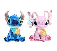 Lilo & Stitch - Pack 2 Peluche 11'41"/29cm Stitch(Blu) e Angel (Rosa) qualità Super Soft Entrambi con Il Suono