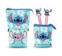 Disney Lilo e Stitch Aloha-Astuccio Cute + 2 Penne Gel Cancellabili, Blu, 11,5 x 17 cm