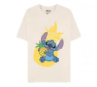 Disney Lilo Pineapple Stitch-Short Sleeved T-Shirt Unisex-Adulto S Bianco