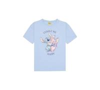 Lilo und Stitch - Maglietta da bambina, a maniche corte, per bambini, colore blu chiaro, cotone, idea regalo Stitch, azzurro, 134-140 cm