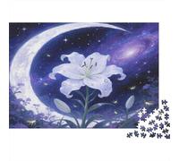 Lily 1000 pezzi per adulti e bambini Giglio bianco nel cielo stellato Giochi educativi adatti per decompressione 38x26cm/1000 pezzi