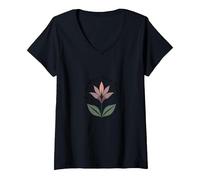 Lily Blooms: Bloom Where You're Planted Citazione ispiratrice Maglietta con Collo a V, Donna, Nero, S