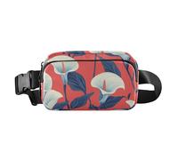 Lily Calla - Marsupio alla moda con fiori rossi, per donne, uomini, adolescenti, borsa sportiva multiuso con tracolla regolabile, per allenamento, corsa, escursionismo, giglio calla fiori rossi, 1