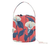 Lily Calla Red Flowers Crochet Yarn Bag Borsa da viaggio Borsa portatile per forniture artistiche zaino all'uncinetto
