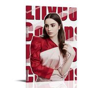 Lily Collins Le opere d'arte per pittura a olio sono durevoli, impermeabili e facili da pulire in stanze, salotti, camere da letto, cucine e facili da montare; stile telaio: 40 x 60 cm