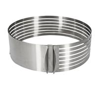 Lily Cook, KP0070, Taglierina Torta Rotonda, Acciaio Inox Regolabile con 6 Fessure pretagliate per Taglio Preciso, Diametro da 24 a 30 cm, Argento, Accessorio per Pasticceria
