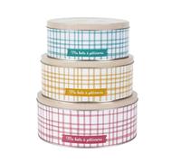 Lily Cook Set 3 Scatole in Metallo Conservazione Coperchio Trasparente Rosa | Metallo, set 3 scatole di conservazione, coperchio con top trasparente, dolci e sfizi, cucina, rosa blu e beige