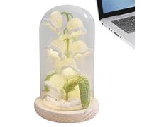 Lily de la lampe de la valle - lampe à table à LED pour chambre de lit - de table à fleurs de crochet Lumière en verre en verre à fleurs artificiaux s s