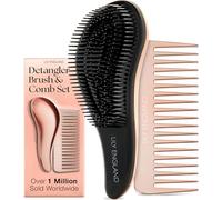 Lily England Set di spazzola districante e pettine per capelli, spazzola per capelli leggera e pettine a denti larghi per donne, spazzola districante liscia e pettine per capelli ricci, Oro Rosa
