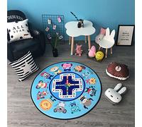 Lily&her friends - Tappetino rotondo per bambini, tappetino per bambini, tappetino per gattonare, multifunzione, antiscivolo e lavabile, decorazione (scacchi di volo dello zoo, diametro: 80 cm)