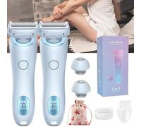 Lily Luxe Barebabe 2.0, Belarae Brazilian Shaver, Women'S Double Head Shaver, Electric Portable Trimmer for Smooth Skin (blue*2pcs)