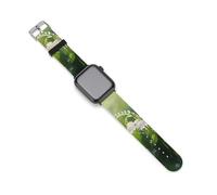 Lily of the Valley, cinturino di ricambio in silicone per orologio sportivo con fiori e foglie verdi, compatibile con Apple Watch, 38mm/40mm, Acciaio inossidabile, Ametista