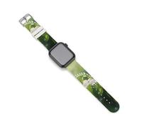 Lily of the Valley, cinturino di ricambio in silicone per orologio sportivo con fiori e foglie verdi, compatibile con Apple Watch, 42mm/44mm, Acciaio inossidabile, Ametista