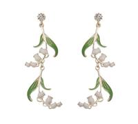 Lily of the Valley, orecchini pendenti da donna, motivo floreale a ramo per feste, appuntamenti e uso quotidiano