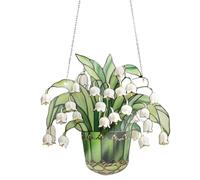 Lily of the Valley Suncatcher - 8x6 Inch Stained Glass Window Decor, Colorful Hanging Ornament, Bright Eye-Catching Design, Versatile Indoor Outdoor Decoration | Easy with Vibrant Colors for Room