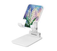 Lily Of The Valley - Supporto pieghevole per cellulare, con angolo regolabile, altezza regolabile, portatile, compatibile con tutti gli smartphone, colore: bianco