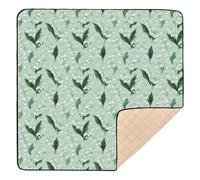 Lily of The Valley, tappetino da gioco per bambini, morbido, spesso, spesso, per interni ed esterni, comodo, traspirante, per neonati, neonati, neonati, 127 x 127 cm, colore: verde chiaro