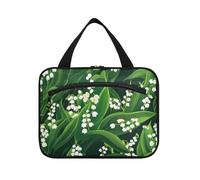 Lily Of Valley Beauty Summer Flowers Hanging borsa da viaggio da uomo con gancio, borsa da trucco portatile da appendere per accessori per le donne toilette bolsa para guardar maquillaje M, mughetto