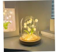 Lily of Valley Lamp, 14 cm/5,5 pollici Lily della valle Kit di materiale floreale con cupola di vetro, lampada da fiori a batteria set per decorazioni per la casa regalo di Valentino (fai -da -te