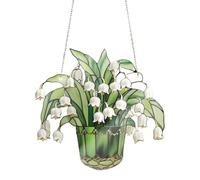 Lily Of Valley Sun Catcher - Sun Catchers For Window | Green Plants suncaatcher Decor | Hanging Crystal Glass Ornament Home Window, Garden, Indoor Outdoor Spaces | Decorative Gift For Mom