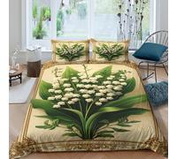 Lily of valleycopripiumino microfibra 3 Pezzi stampa 3D cerniera nascosta Botanical vintage art Set Di Copripiumino incluso federe per cuscini aiosa for bambini e adolescenti Single（135x200cm）