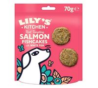 Lily’s Kitchen Snack per cani - Fishcake al salmone con pesce bianco, ricetta senza cereali, con pesce preparato fresco, 8 x 70 g, per cani adulti